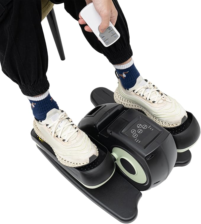 Bitodd Compact Motorized Pedal Rehabilitation Trainer, Floor Standing Rehab Electric Sitting Leg Foot Pedal Exercise Equipment, Portable Trainer for Home Office with Remote Control