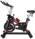 Indoor Cycling Bike Stationary Exercise Bike with LCD Monitor, iPad Holder & Comfort Seat, Adjustable Resistance, Silent Belt Drive for Home Gym Cardio Workout