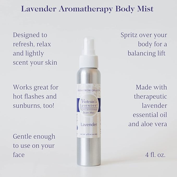 Victoria's Lavender Luxury Aromatherapy Eye Mask Pillow, Body Mist 4 oz, Pillow & Linen Spray 2.5 oz with Lavender Essential Oil, Made in The USA Gift Set Ideal for Lavender Lovers - (Set of 3)