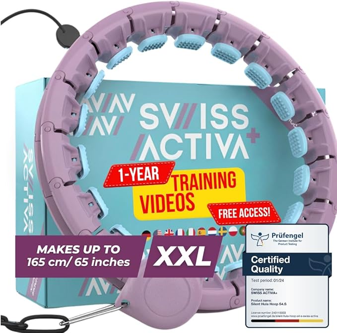 Swiss Activa+ Smart Hula Hoop - Infinity Hoop for Adults - Won't Fall Off - Weight Loss Exercise Equipment