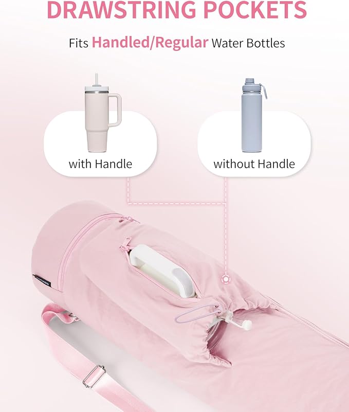 sportsnew Puffy Yoga Mat Bag Yoga Gym Bags for Women Men, Full-Zip Pilates Bag with Wet Pocket & Side Zip Drawstring Pocket Fits Tumblers with Handle, Yoga Mat Storage for Carrier Quick Access