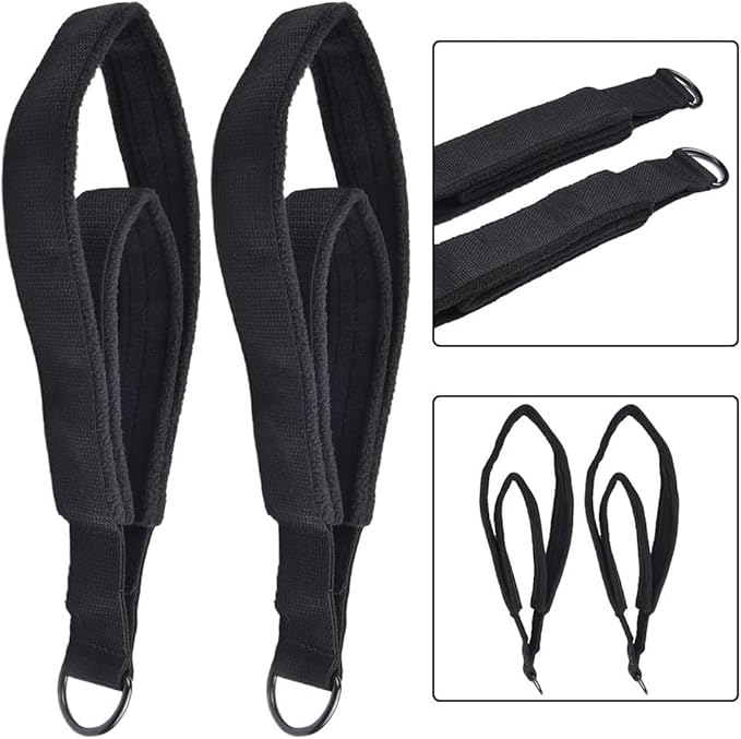 Pilates Rings Double Loop Foot Straps with Dual-Length Design and Soft Fleece for Reformer Exercises Compatible with Most Pilates Beds and Equipment