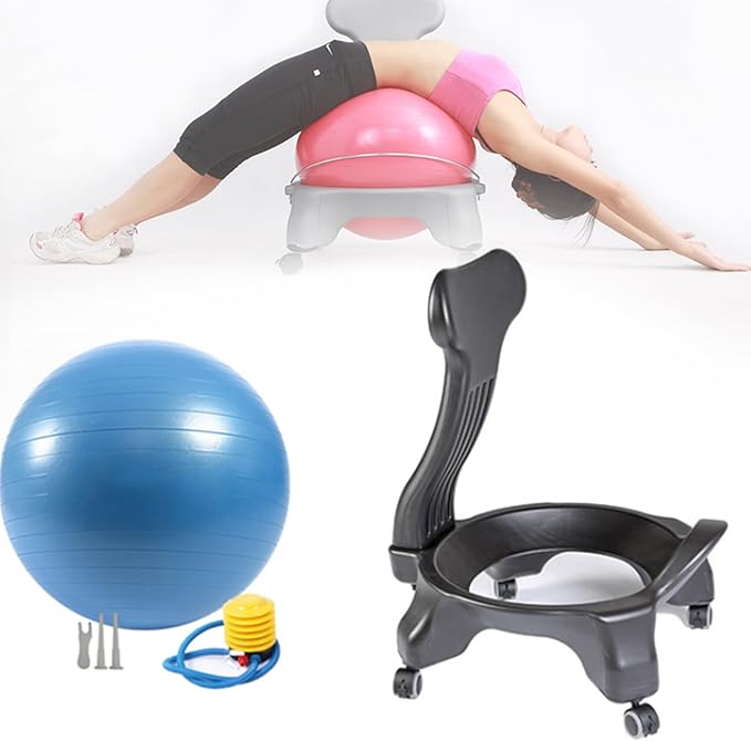 Ball Chair Stability,Office Fitness Ball Chair,Exercise Yoga Ball Chair,Ergonomic Balance Ball Posture Chair,for Back Pain Relief (Blue)