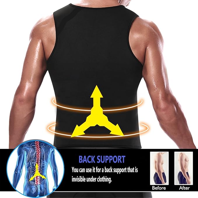 Sweat Vest for Men Neoprene Sauna Suit Corset Waist Trainer Workout Tank Tops Weight Loss Body Shaper Shirts