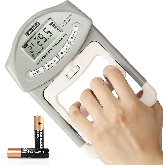 Handeful Grip Strength Tester Trainer - Dynamometer Handgrip Measurer Meter, Handheld Strengthener Exerciser for Sports, School, and Home Use
