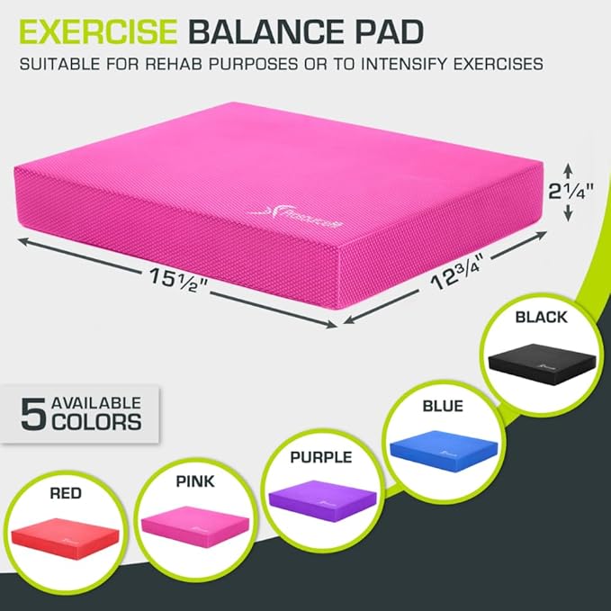 ProsourceFit Exercise Balance Pad, Non-Slip Cushioned Foam Mat & Knee Pad for Fitness and Stability Training, Yoga, Physical Therapy