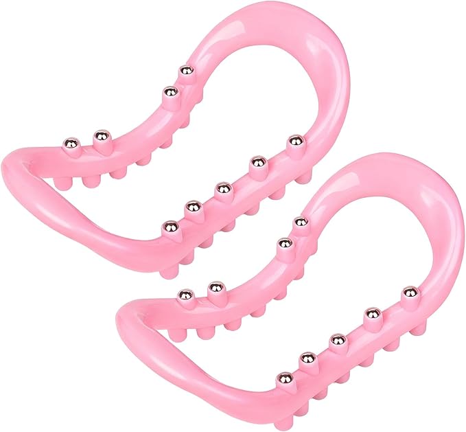Set of 2 Pilates Yoga Fitness Rings, Pilates Circle Stretch Resistance Training Support Massage, Yoga Equipment Ring with Massage Steel Balls, Training Ring for Pilates, Pink