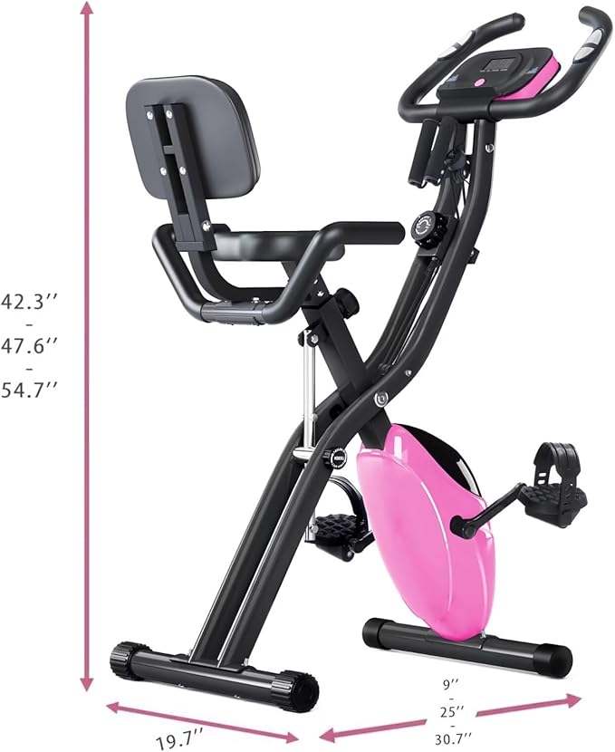 Merax Workout Bike For Home - 2 In 1 Recumbent Exercise Bike and Upright Indoor Cycling Bike Positions, 16 Level Magnetic Resistance Exercise Bike, Foldable Stationary Bike Machine, Fitness Bike
