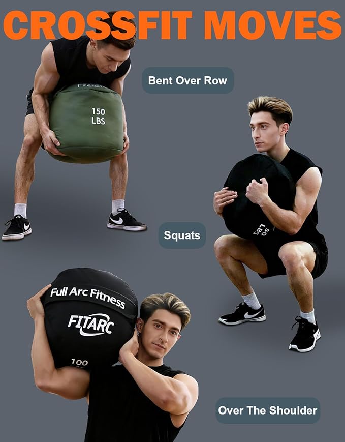 Fitarc Sandbag Workout Bag,Sand Bags for Weight Training,Sandbags for Fitness,Sandbags for Weight Training,Round Sandbag,Cross-Training & Exercise, Sand Not Included