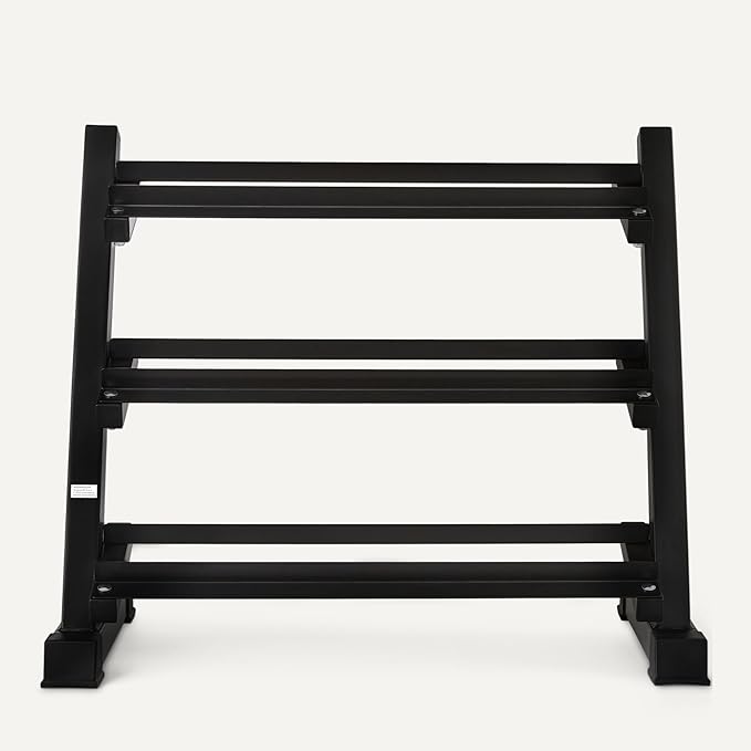 Amazon Basics 3-Tier Adjustable Dumbbell Weight Rack, Sturdy Steel Stand Only, Black