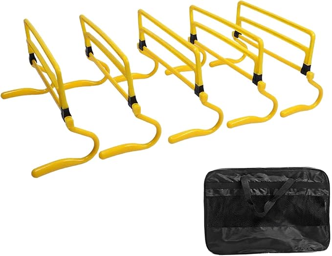 5 Pieces Agility Hurdles Training Speed Hurdles Obstacle Rack Foldable PVC Adjustable Height Lightweight Portable Suitable for Fitness Coaching Childr
