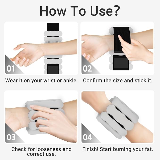 Wrist Ankle Weights for Women Men, Leg Arm Wrist Weights Bangles 1lb*2 2lb*2 Wearable Weights Pilates Weighted Bracelet for Strength Training Walking Swimming Yoga Physical Therapy