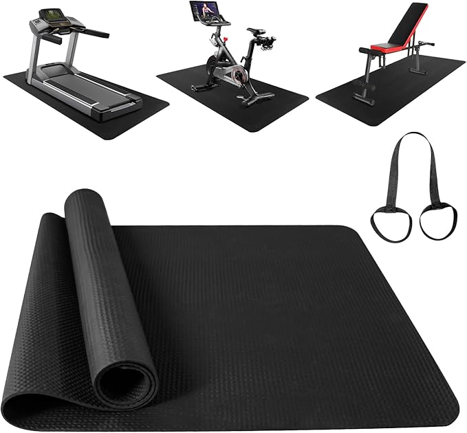 Treadmill Mat,Bike Mat,Stationary Bike Mat,Foldable Treadmill Mat for Hardwood Floors,Under Exercise Bike Trainer Pad for Indoor Gym Equipment Hardwood Floor Carpet Protector