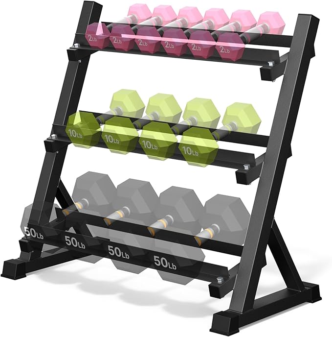 Dumbbell Rack, 3-Tier Dumbbell Weight Rack for Home Gym, Dumbbell Set for Dumbbell Kettlebell Barbell, Heavy Duty Weight Storage Organizer, Dumbbell Rack Stand Only