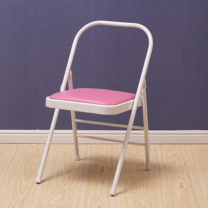 Pilates Yoga Chair,Foldable Yoga Auxiliary Chair,Folding Balance Handstand Training Tool,Metal Back Bender Lounge Inversion Trainer for Home and Studio,Pink