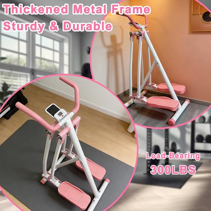 Air Walker Exercise Machine,Foldable Elliptical Machine for Home,Mini Elliptical for Full-Body Low-Impact Exercise with LCD Display Ideal for Home Gym
