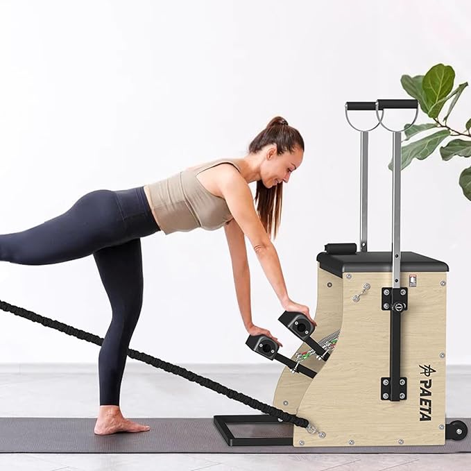 PAETA Pilates Chair,Pilates Combo Chair,Wunda Chair with Resistance Bands, Handles, and Split Pedals, Professional Yoga Chair Pilates Machine for Home and Studio Use