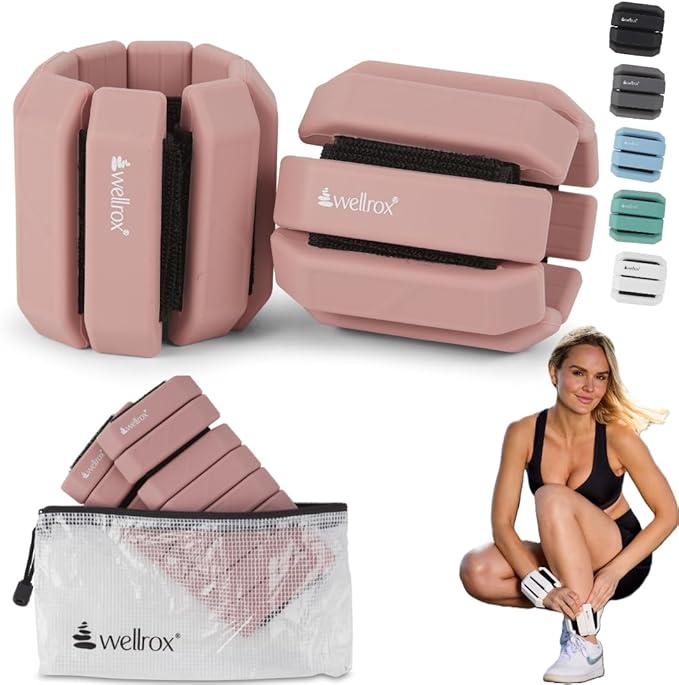 Wellrox Weighted Bangles – Adjustable Ankle and Wrist Weights for Women & Men – Set of Ankle Weights 2 lbs (1 lb Each Wrist Weight) | Weighted Arm Bands for Pilates, Yoga, Running & Walking
