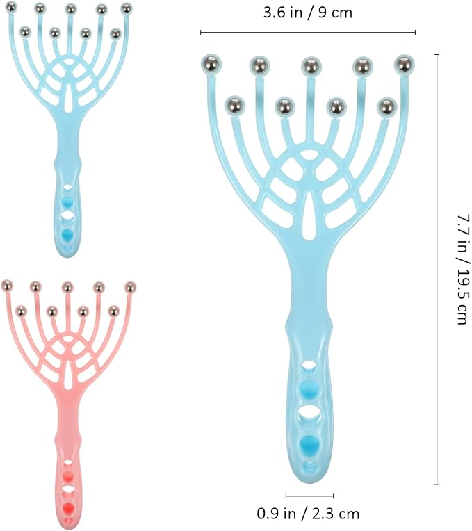 Baluue Handheld Scalp Massager with 9 Rolling Balls for Deep Relaxation Portable Manual Head Massage Tool for Office Home Spa Use
