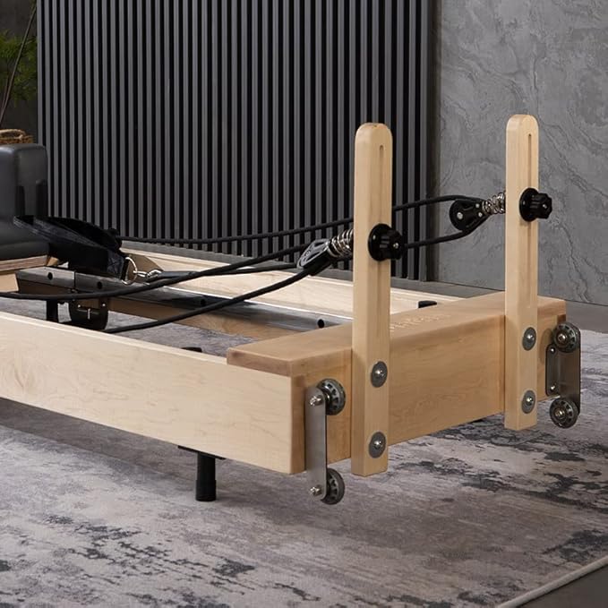 Wunder Pilates Pro Split-Pedal Stability Combo Chair with Handles Maple Wood for Home and Studio (Black, M8)