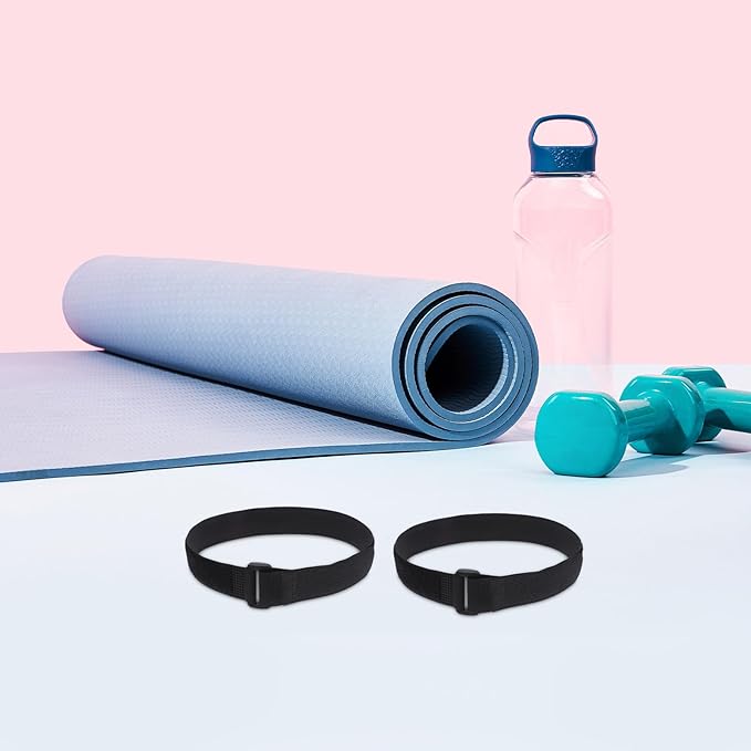 Housoutil 12pcs Adjustable Yoga Mat Carrying Straps Nylon Hook and Loop Bands 25x400mm Mat Carrier for Fitness and Exercise Storage in Black