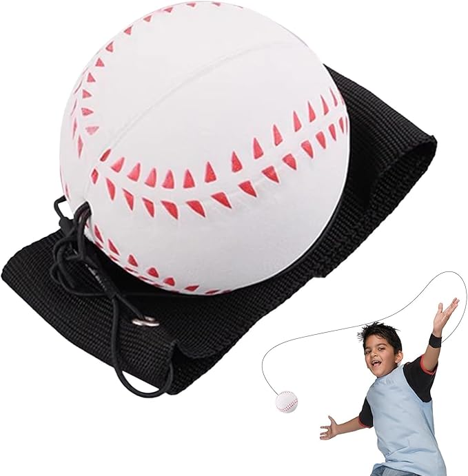 Sports Wrist Return Ball, Baseball on String with Rubber Rebound Ball, Elastic Wristband for Training