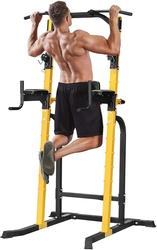 ZENOVA Pull Up Bar Station Power Tower, Adjustable Height Dip Bar for Home Gym Multi-Function Strength Training Workout Equipment