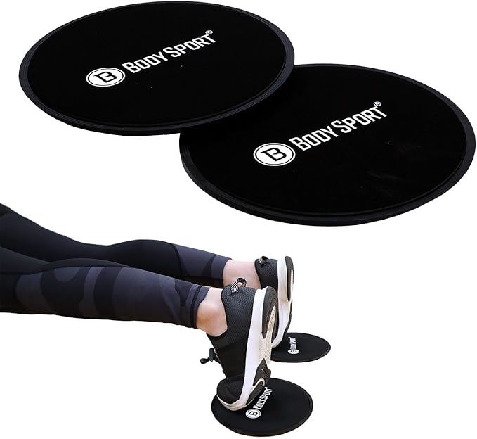 Body Sport Gliders Exercise Sliders Workout Sliders 7-Inch Round Black Foam Discs