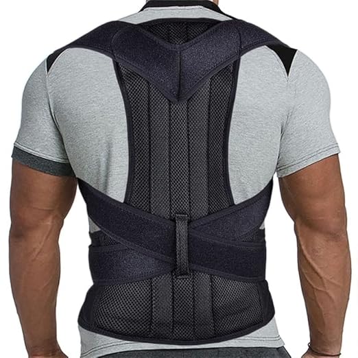 MBROS Adjustable Posture Corrector Lumbar Back Support Brace Breathable Deportment Corset for Spine Back Stretcher Orthopedic Back (Color : Black, Size : S)