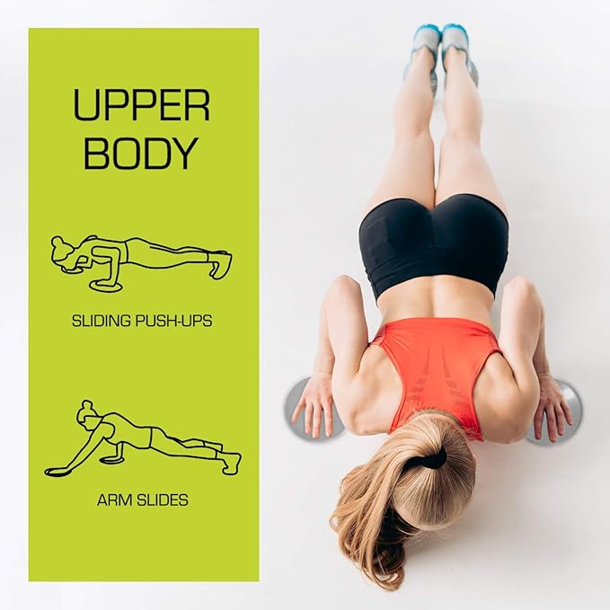 Nicole Miller Exercise Sliders for Fitness Workout [2PK], Double Sided Gilder Strength Slides Discs Work Smoothly on Any Surface for Stretch Strength Core Exercise