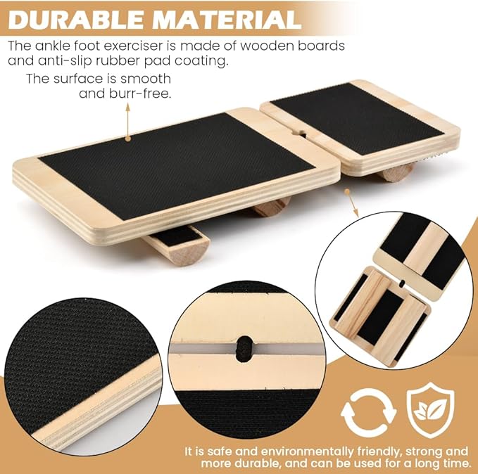 Ankle Balance Board Foot Strengthener Trainer - Single Leg Stability Board + Massage Ball for Sprain Recovery, Plantar Fasciitis Relief, Posture Correction & Balance Training