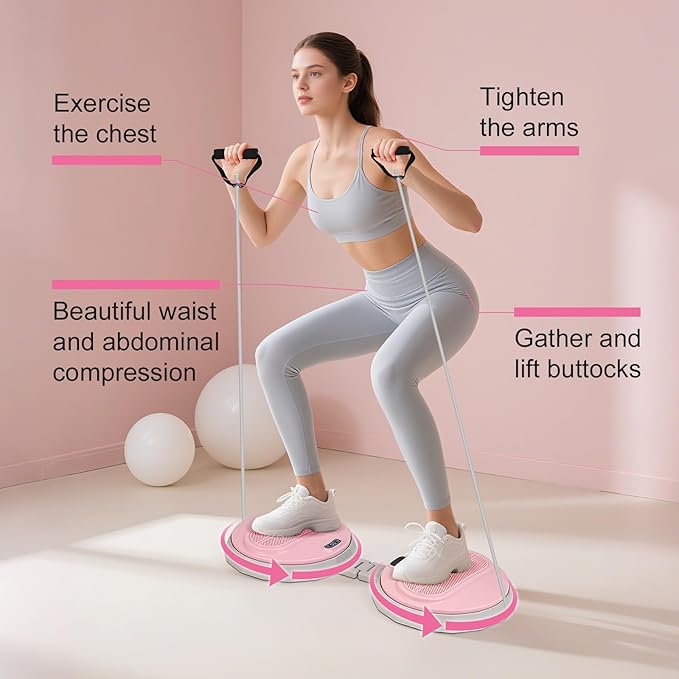 Waist Twister Machine, Foldable Portable Exercise Twist Board for Women Men, Noiseless Ab Twister for Home Gym Equipment, 618 lbs Capacity | Track Reps