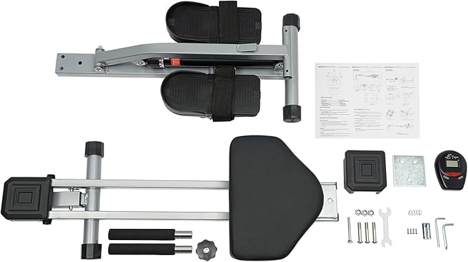 Rowing Machine, Professional Compact Rowing Machine with 12 Levels of Resistance, 3 Adjustable Height and LED Meter, Foldable Hydraulic Rower for Home and Gym Use, Sports Fields