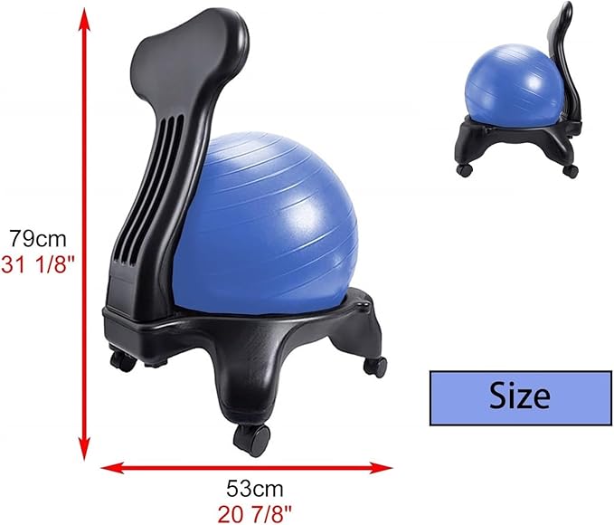 Yoga Ball Chair,Yoga Ball，Exercise Ball, Yoga Ball Chair Ergonomic Chair with Replaceable Balls Stability Yoga Ball Chair for Office Home Classroom Exercise Ball Seat(Blue)