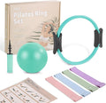 Pilates Essentials Kit-Home Pilates kit for Women with Pilates Ring and Ball,5 Resistance Bands for Beginners-Train Muscles, Flexibility & Core Strength