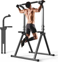 Foldable Pull Up Bar Free Standing Multi-function Power Tower Dip Bar with Assistance Bands Home Gym Strength Training Equipment