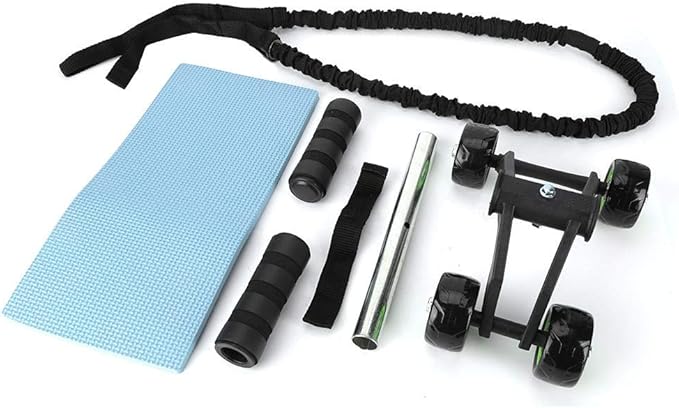 Ab Roller for Abs Workout - 4 Wheel AB Wheel Roller - Workout System - with Knee Protection Pad - Home Gym Workout Exercise Equipment - Abdomen Muscle Training - for Men/Women(Green+Black)