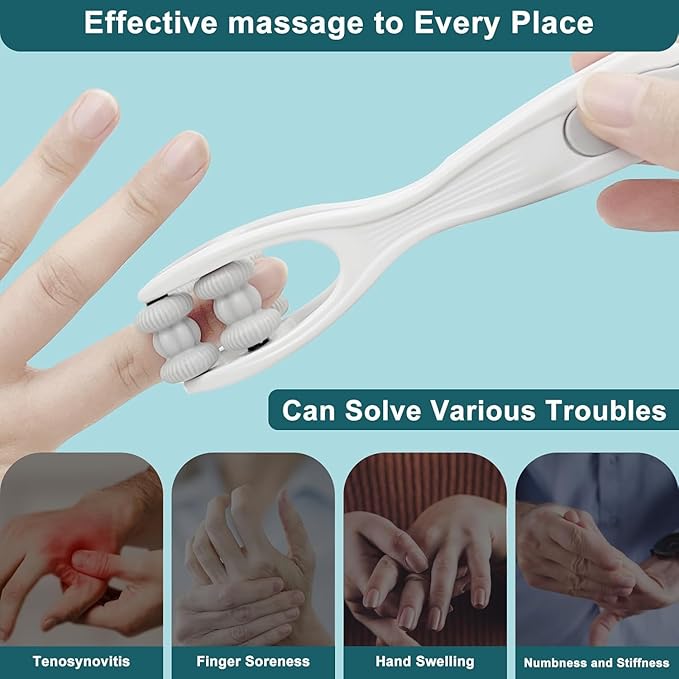 2pcs Finger Massager for Arthritis Finger Arthritis Pain Relief Manual Massage Tools Hand Massage Roller Thumb Massager for Woman Mothers Day Gift Palm Foot Acupressure Tool Grey