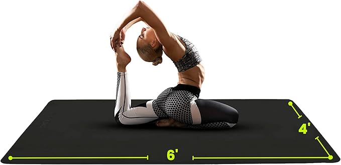 Large Yoga Mat (6'x4') – 1/4" & 1/2" Thick Exercise Mats for Home Workout, Extra Wide Workout Mats for Home Gym, Yoga, Pilates, Stretching, Floor & More