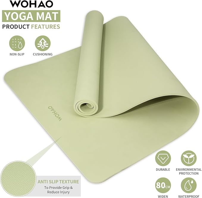Extra Wide & Thick 8mm Yoga Mat, 72"x31.5" Large Non Slip Exercise Mat, Premium POE Material for Superior Cushioning & Stability, with Strap for Home Gym, Pilates
