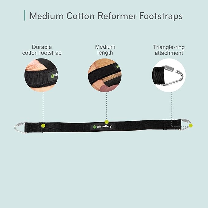 Balanced Body Medium Cotton or Padded Footstrap for Pilates Reformer, Compatible with Studio Reformer XSR or Revo Footbar, Pilates Equipment Accessory, 27.5 Inches