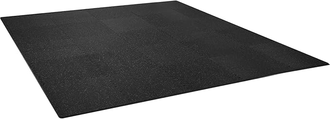 VEVOR 0.56Inch 100sq.ft 25 Tiles Gym Flooring for Home Gym, Rubber Top with High Density EVA Foam, 25 x 25In Gym Floor Exercise Equipment Mats, Interlocking Gym Mats, Puzzle Workout Mats, Black & Gray