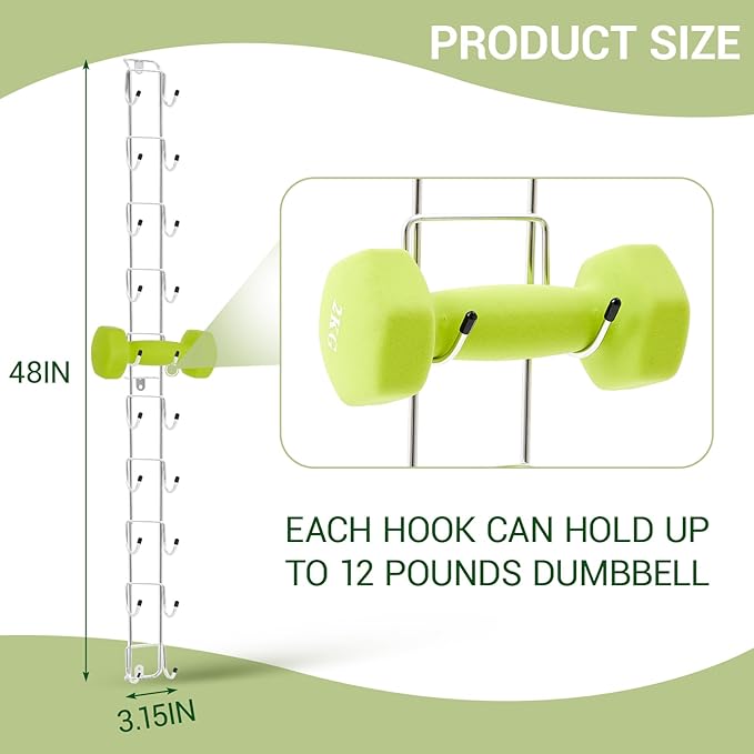 Zonon 48 Inch Long Wall Mounted Metal Dumbbell Rack, 10 Dumbbell Capacity, Barbell Wall Rack Hanger Organizer for Space Saving Home Gym Storage Organizer, Hardware Included