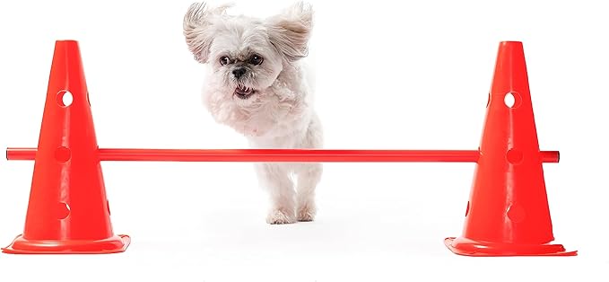 Bramble - Speed Agility Training Hurdles Set with 3 Height Levels, 12 Cones 15" & 6 Training Poles 40", Exercise Jumping Hurdles for Kids, Football Agility Poles, Dog Training Agility Equipment