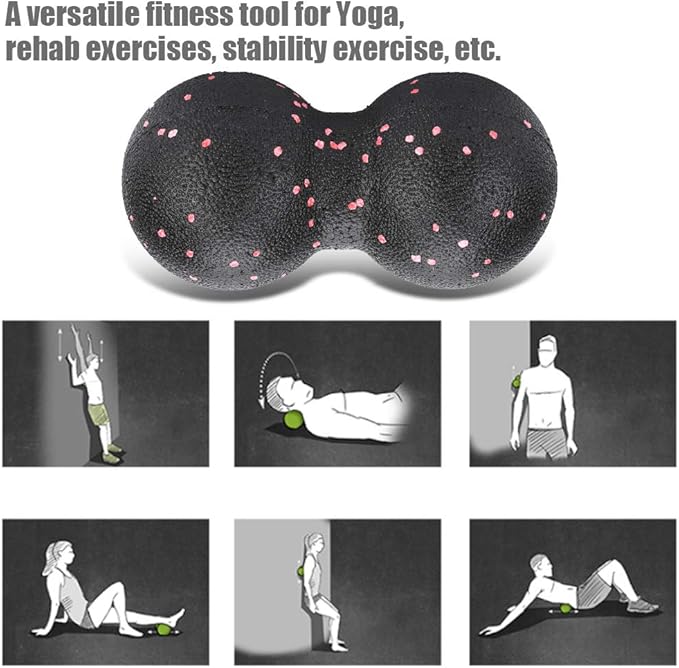 Peanut Massage Ball Roller, 16 * 8cm EPP Yoga Foam Roller Massage Ball Double Lacrosse Ball Body Muscle Stress Relief Tool Manual Massager Equipment Tool for Deep Tissue Muscle Recovery