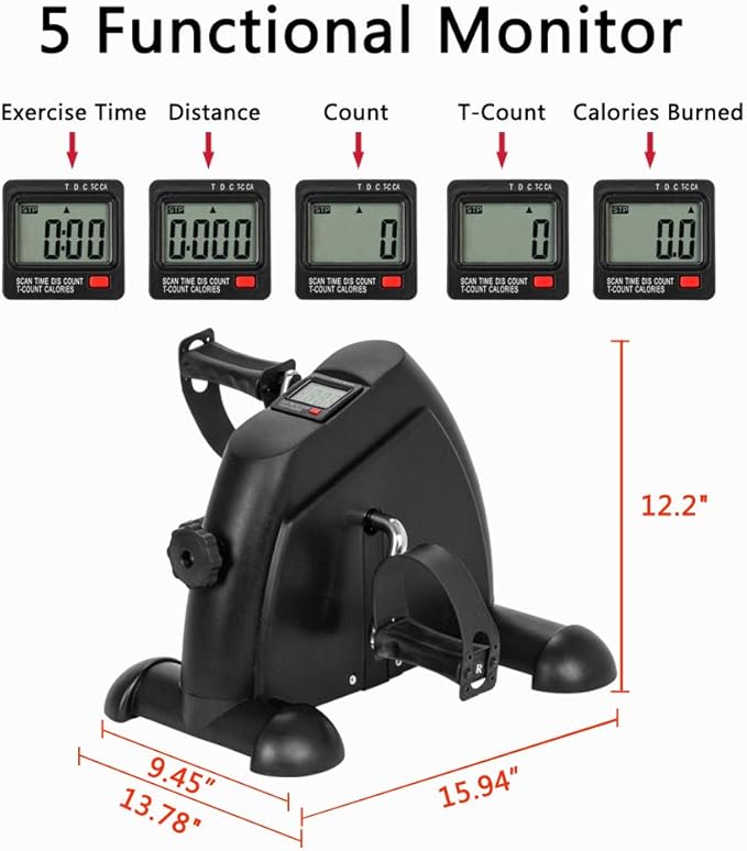 Physical Therapy Leg Exercisers Exercise Bike Under Desk Pedal Exerciser Stationary Mini Exercise Bike Black