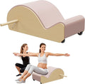 Wooden Pink Pilates Arc with Spine Corrector for Core Strengthening Back Pain Relief, Pilates Spinal Corrector Arch Barrel for Back Flexibility，at Home Reformer Pilates Posture