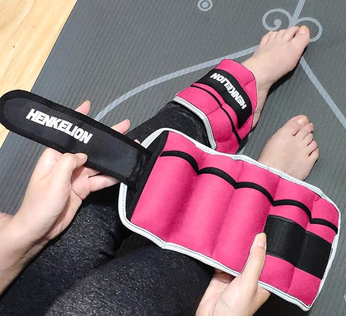 Henkelion 1 Pair 2 3 5 10 Lbs Adjustable Ankle Weights for Women Men Kids, Strength Training Wrist and Ankle Weights Sets for Gym, Fitness Workout, Running, Lifting - Black Grey Pink Blue Purple