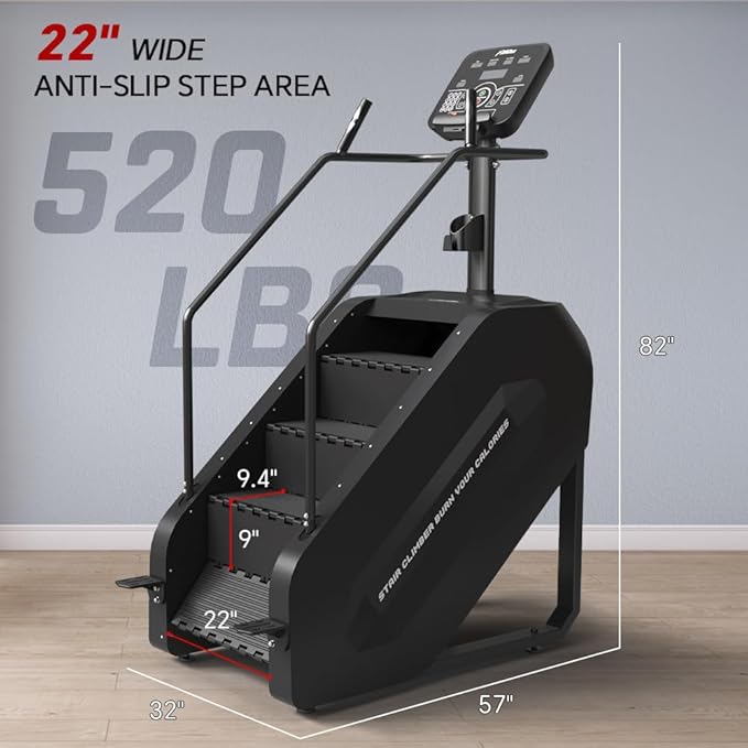Stair Climber with LED Screen, Commercial Grade Stepmill Exercise Machine, 15 Speed Levels Stair Climber Stepping Machine for Cardio and Lower Body Workouts, 660LBS, 15-164 Steps/Minute