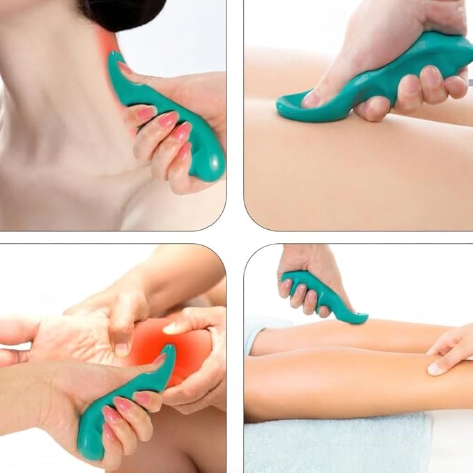 Manual Trigger Point Massage Tool and Thumb Saver for Full Body Deep Tissue Massage, Include 1 Green Thumb Protector Tool, 1 Blue Gun Type Massage Tool, 1 Black Hand Held 3-Legged Massage Knobs